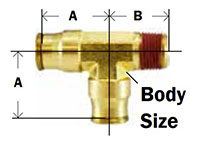 Push In Fixed Male Run Tee Diagram